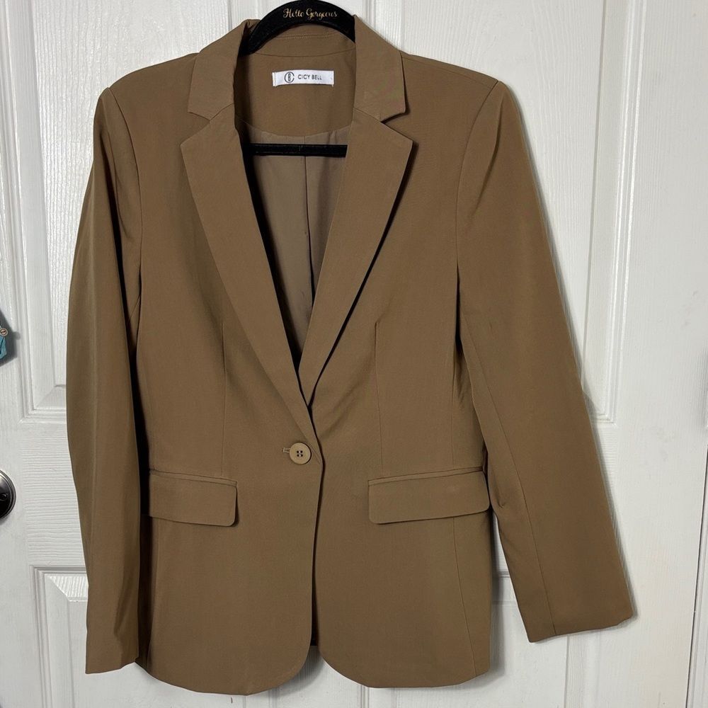 CICY BELL dark khaki single button blazer size Medium professional career work